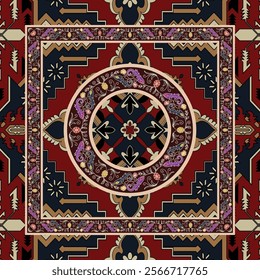 Red carpet pattern floor tiles, seamless abstract pattern, wallpaper