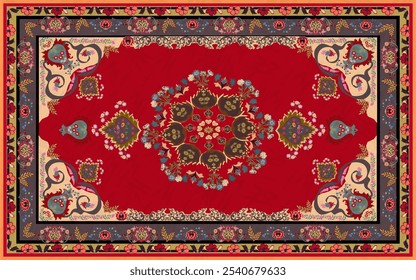 Red Carpet pattern Persian. Geometric ethnic oriental seamless pattern traditional Design for background. african pattern. rug , tile , wallpaper , Vector illustration. American