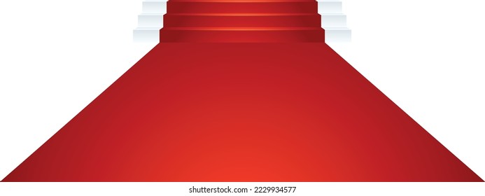 Red carpet in perspective. Realistic vip staircase mockup