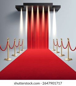 Tapete vermelho Composição realista com luzes