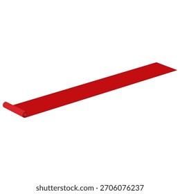 Tapete vermelho rolando para um evento especial, isolado no fundo branco