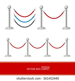 Red Carpet Silver Barrier Constructor. Vector illustration