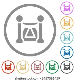 red carpet solid flat color icons in round outlines on white background