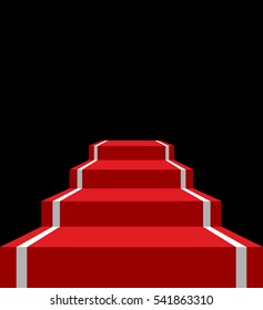 Red carpet stage isolated. VIP ladder in dark background