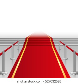 Red carpet and stairs, background, vector illustration