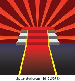 Alfombra roja con escaleras en el extremo.ilustración vectorial