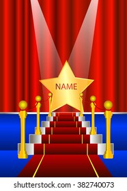 Red Carpet with star Vector Illustration