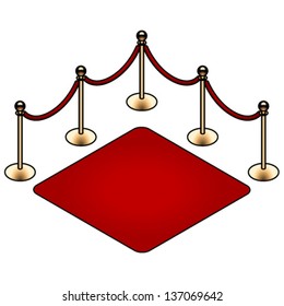 A red carpet with red velvet ropes on shiny brass poles. A special event. A showcase.