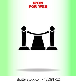 Red carpet web icon. Black illustration on white background