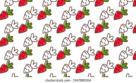 Red carrot cartoon vector pattern