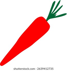 Red Carrot Vector Art - Simple Vegetable Clipart Icon