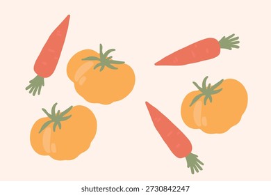Red Carrot Yellow Tomato Vector Banner Header Healthy Food