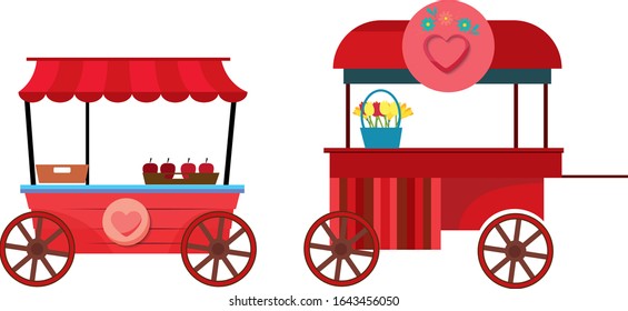 red cars with sale of hearts and flowers valentine's day