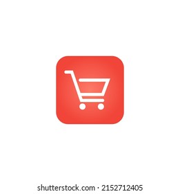 Red cart icon design. Online shopping check out icon design. Vector illustration.