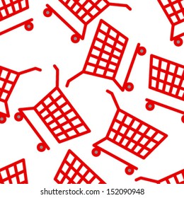 red cart on light white seamless pattern
