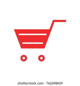 Red cart vector icon on white background