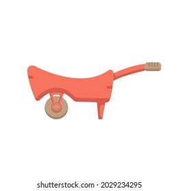 carrito rojo para huerto icono plano sobre fondo blanco