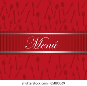 red carte restaurant design with cutlery background. vector