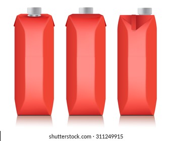 Red Carton Package Template for juice or dairy product : Vector Illustration