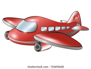 Airplane Cartoon Illustration Cute Red Small Stock Vector (Royalty Free ...