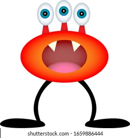 Caricatura roja alienígena con piernas largas