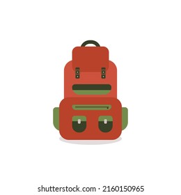 roter Cartoon-Rucksack auf weißem Hintergrund, Vektorgrafik