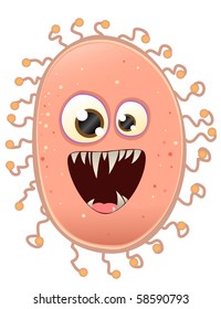 red cartoon bacteria character