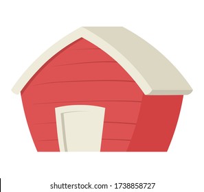 Red cartoon barn. Colorful flat vector illustration, isolated on white background.
