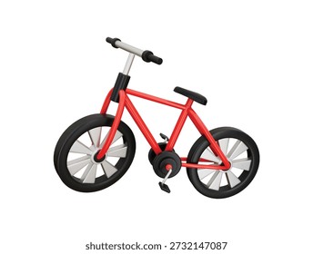 a red cartoon bicycle icon 3d render illustration