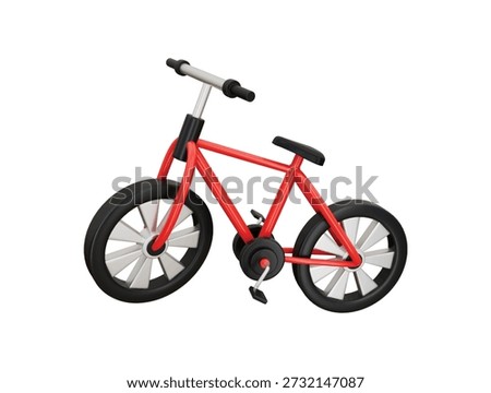 a red cartoon bicycle icon 3d render illustration