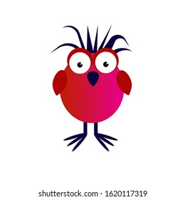 Red cartoon bird. Vector illustration