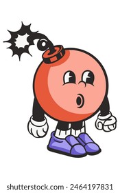 Ilustración vectorial roja de la bomba de dibujos animados