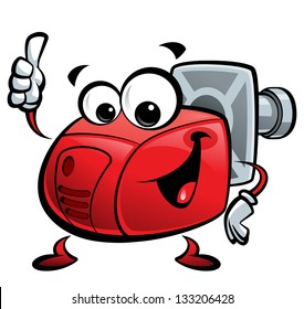 Red cartoon burner making a thumb up gesture