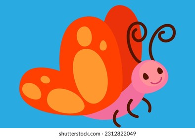 red cartoon butterfly vector illustration