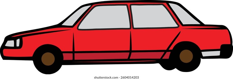 Red cartoon car Digital Vector Illustration. EPS 10