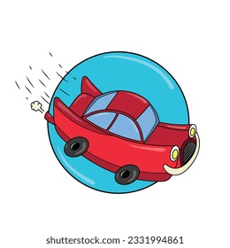 Red cartoon car illustration with Background