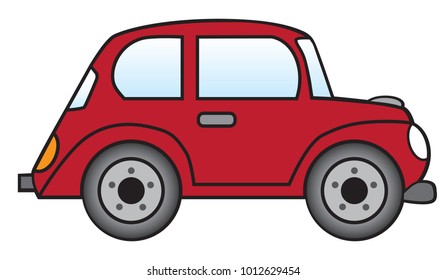 A red cartoon car is ready to roll