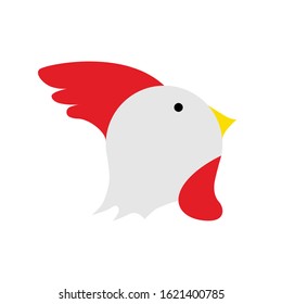 Red Cartoon Chicken Logo Design, chicken head