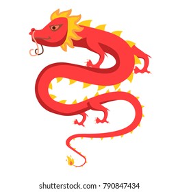 Red cartoon Chines dragon