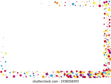 Red Cartoon Circle Illustration. Vector Dot Background. Orange Confetti Star Decoration.