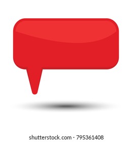 Red cartoon comic balloon speech bubble without phrases and with shadow. Vector illustration.
