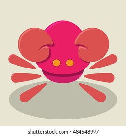 red cartoon crab. icon  crab vector illustration