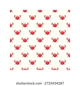 Patrón de Vector sin costuras de cangrejo de dibujos animados rojo para niños decoración de playa