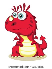 Red cartoon dragon isolated. Vector EPS 8. 5000x6215