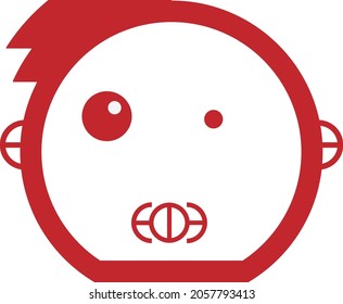 Red Cartoon face sealed logo