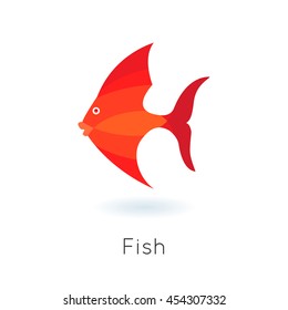 red cartoon fish minimal