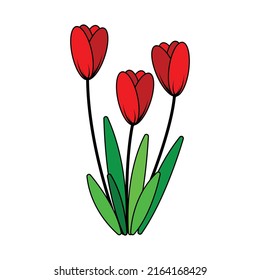 Red Cartoon flower icon clipart with outline animated vector symbol design image