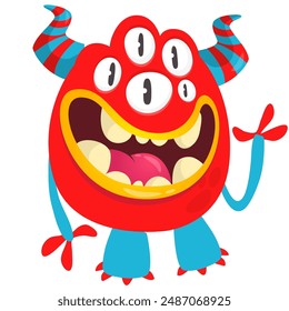 Red cartoon funny monster character design