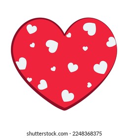 red cartoon heart with hearts pattern