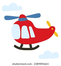 Red cartoon helicopter on a white background